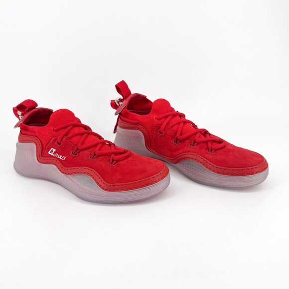 Christian Louboutin Arpoador Red Drawstring Sock Sneakers Size 41 US 11 Women 65 - Picture 1 of 15